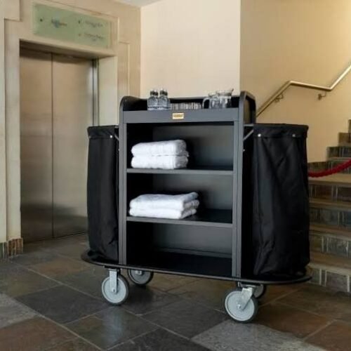 Fine Wood Trolley | Premium Housekeeping Cart for Mops, Towels & More
