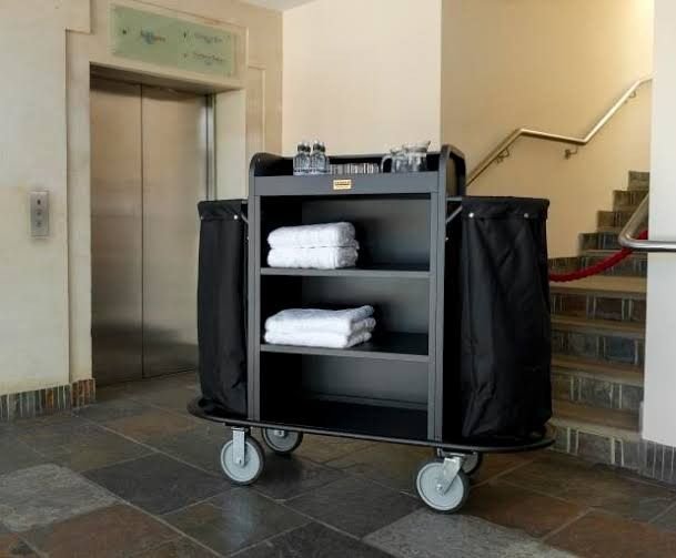 Fine Wood Trolley | Premium Housekeeping Cart for Mops, Towels & More