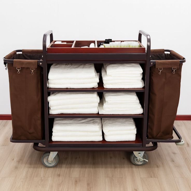 Housekeeping Trolley | Utility Cart for Mops, Towels & Cleaning Supplies