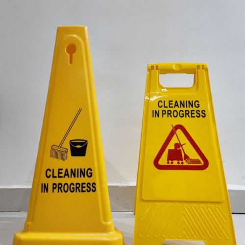 Cleaning in Progress Sign
